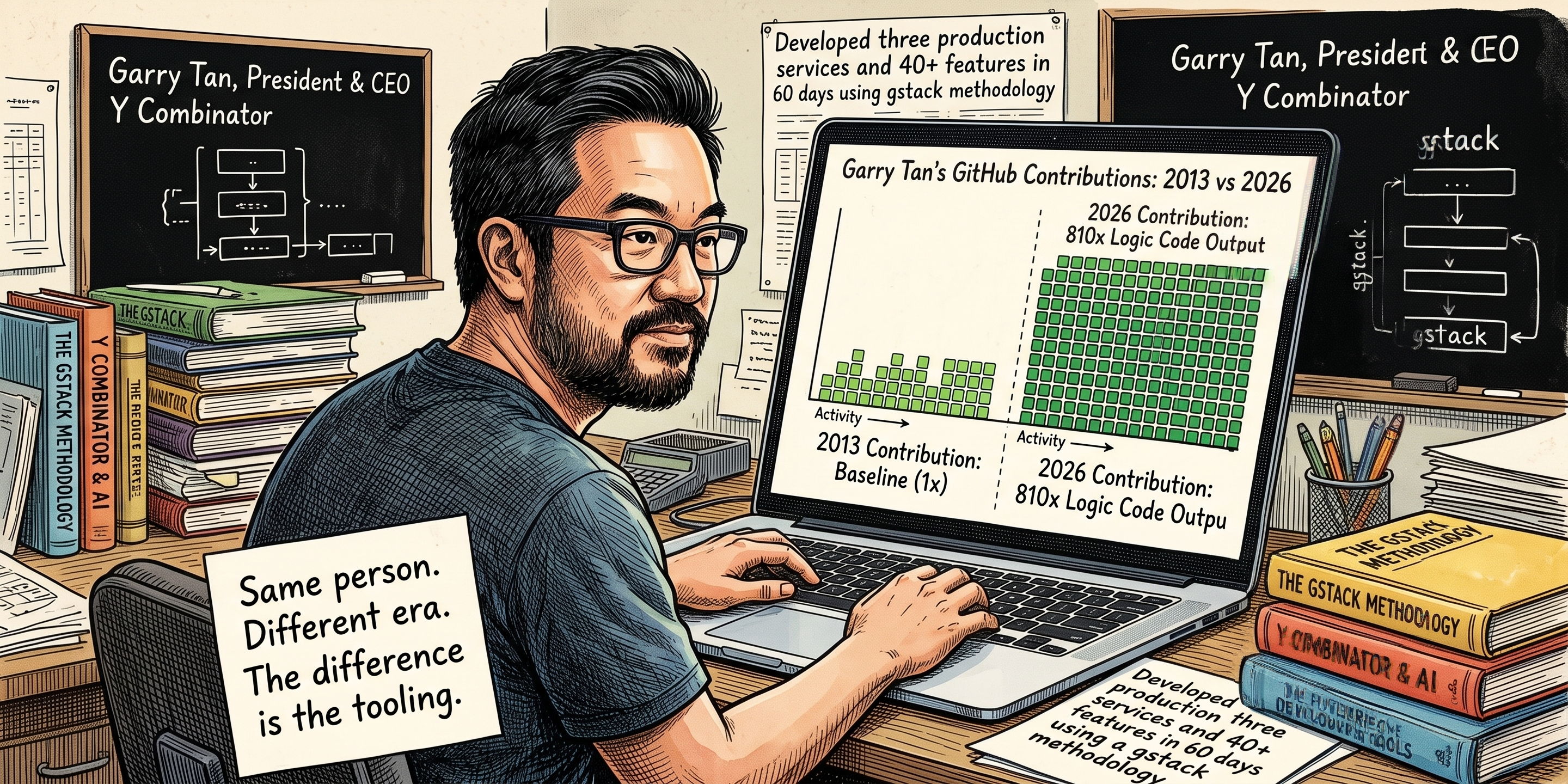 Garry Tan 的 GitHub 贡献对比
